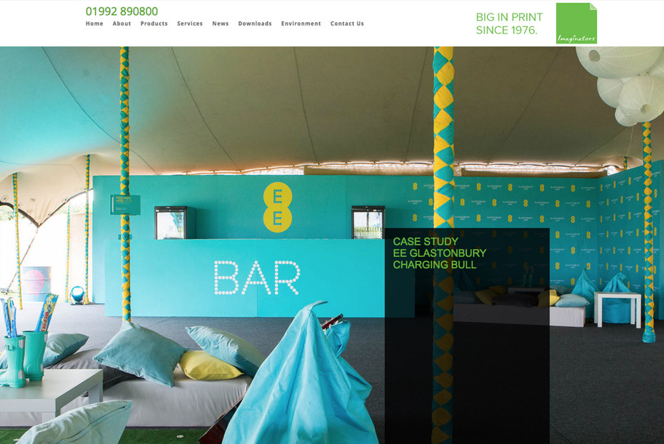 Full screen imagery reflects the large format print services